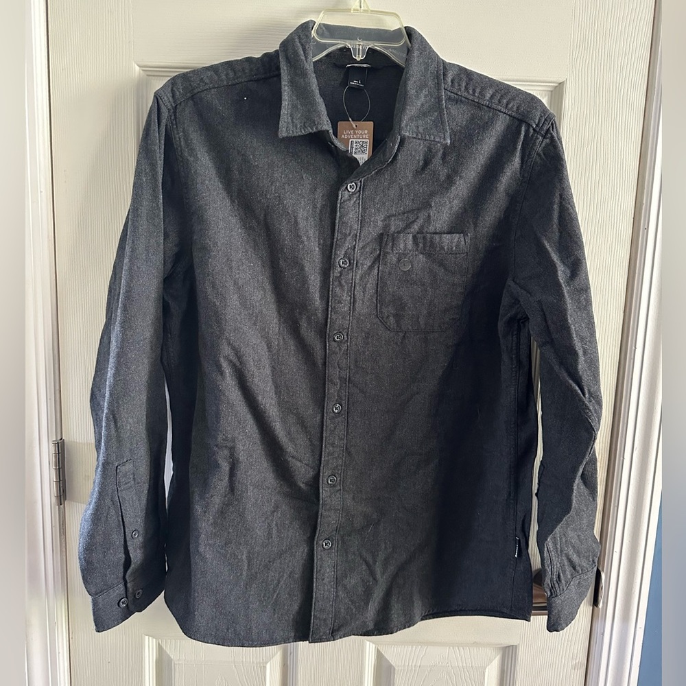 Men’s Eddie Bauer classic men’s flannel button down gray/charcoal size L
